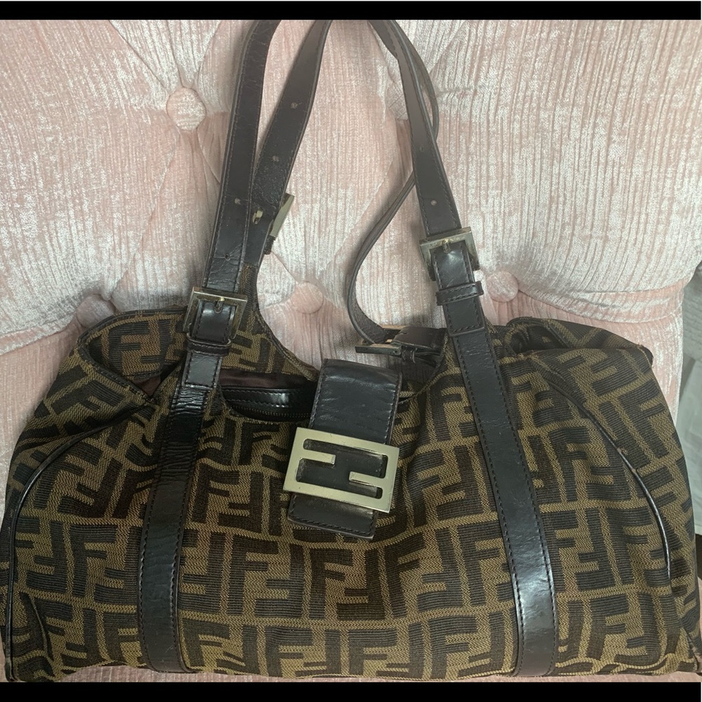 1990s authentic vintage Fendi Zucca Hobo bag
